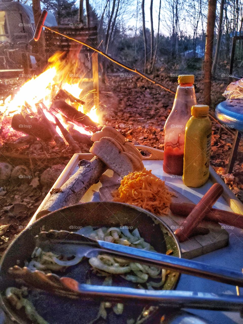 Fireside hotdogs.
