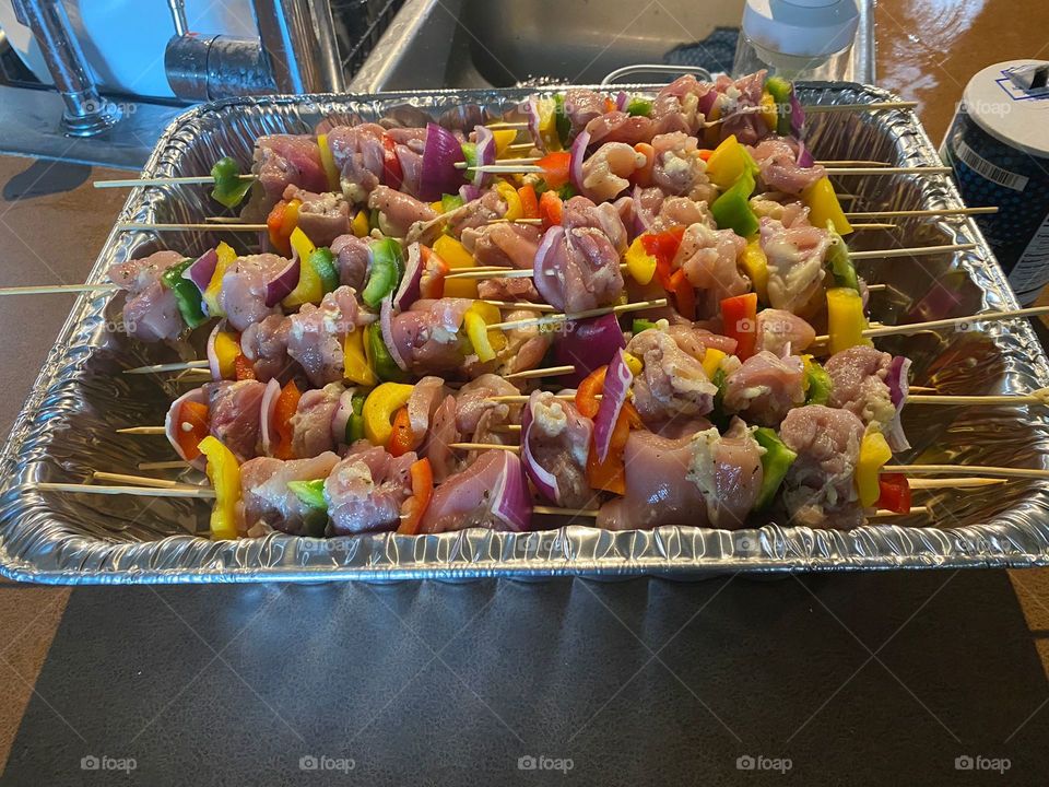 Barbecue pork chops and veggies 