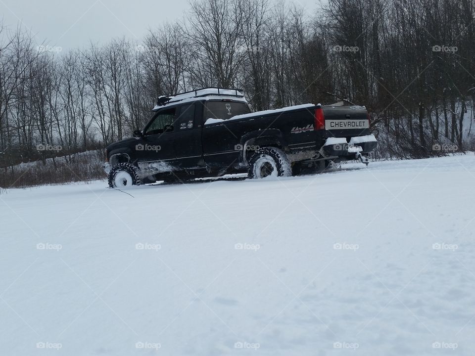 chevy in the snow