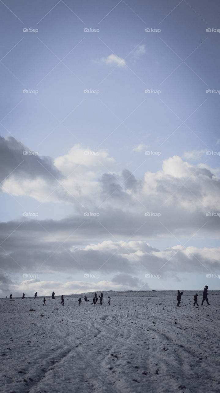 People play with snow 