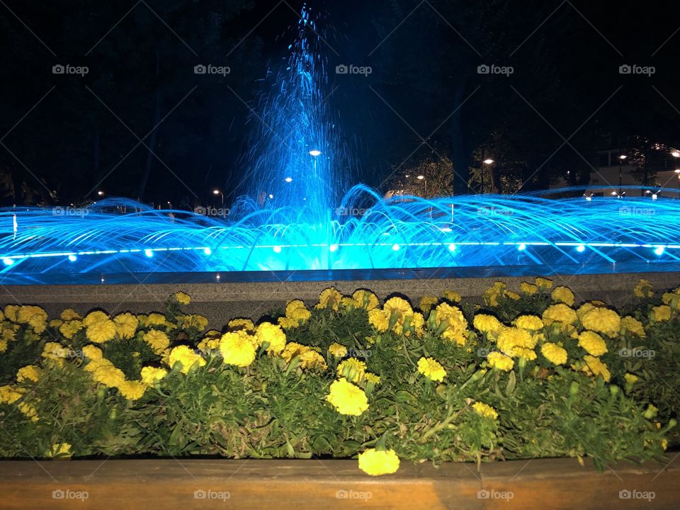 Blue water fountain 