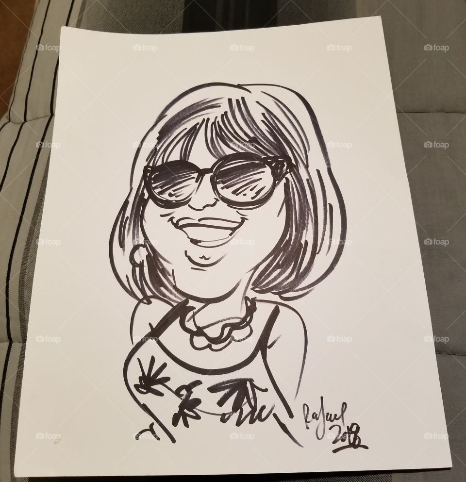 Euzinha nos EUA, no evento contra o câncer de mama. Caricaturista Rafael.#Kissimmee