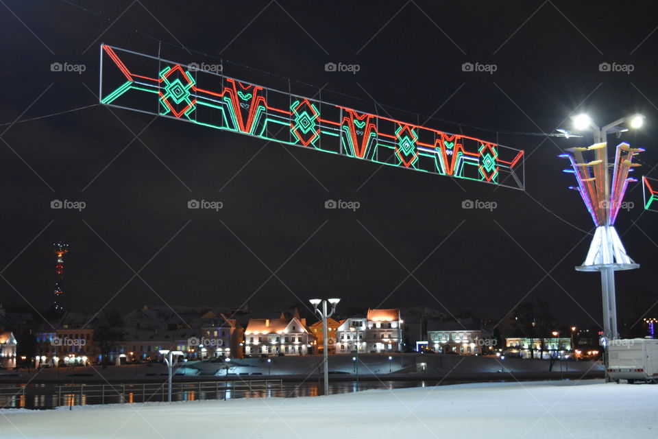 New Year and Christmas city night view