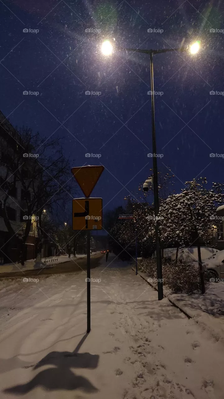 snow road signs