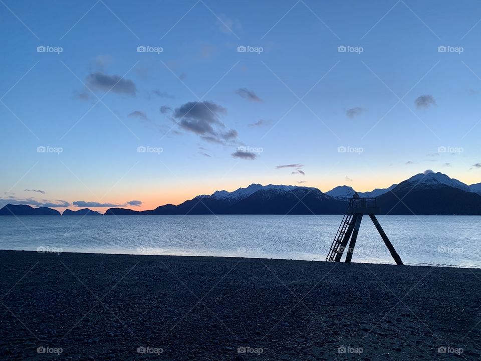 Beach sunset in Alaska 