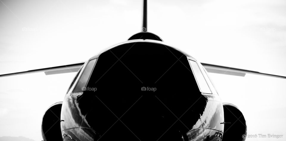 Business jet black and white silhouette.  