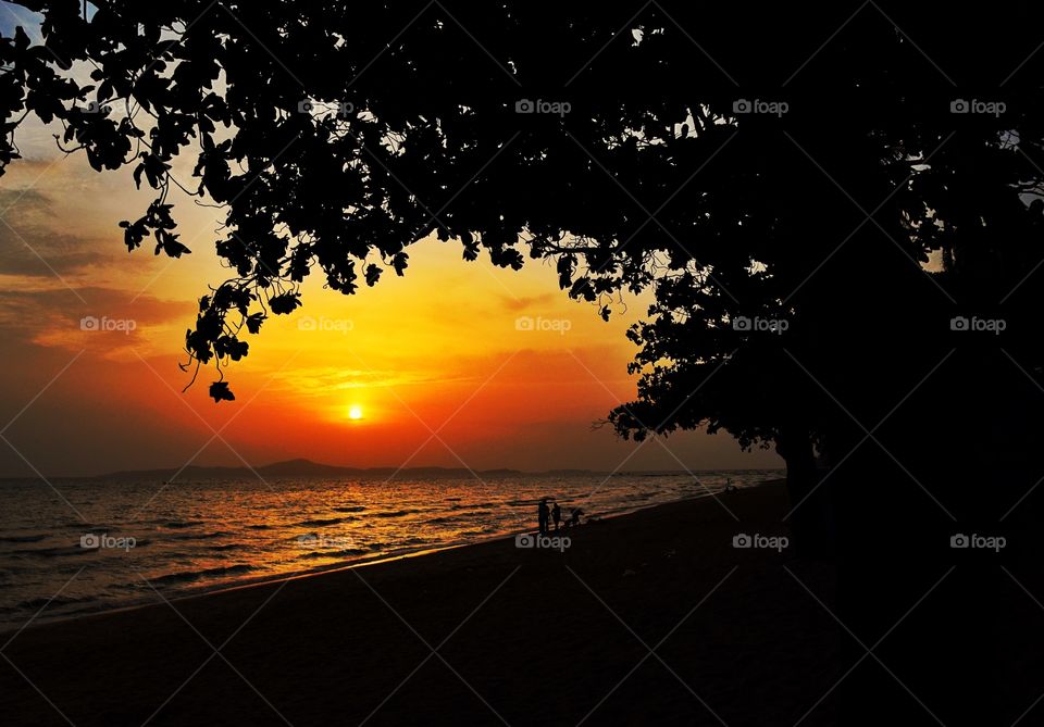 Sunset at beach. Sunset at beach of Pattaya , Thailand