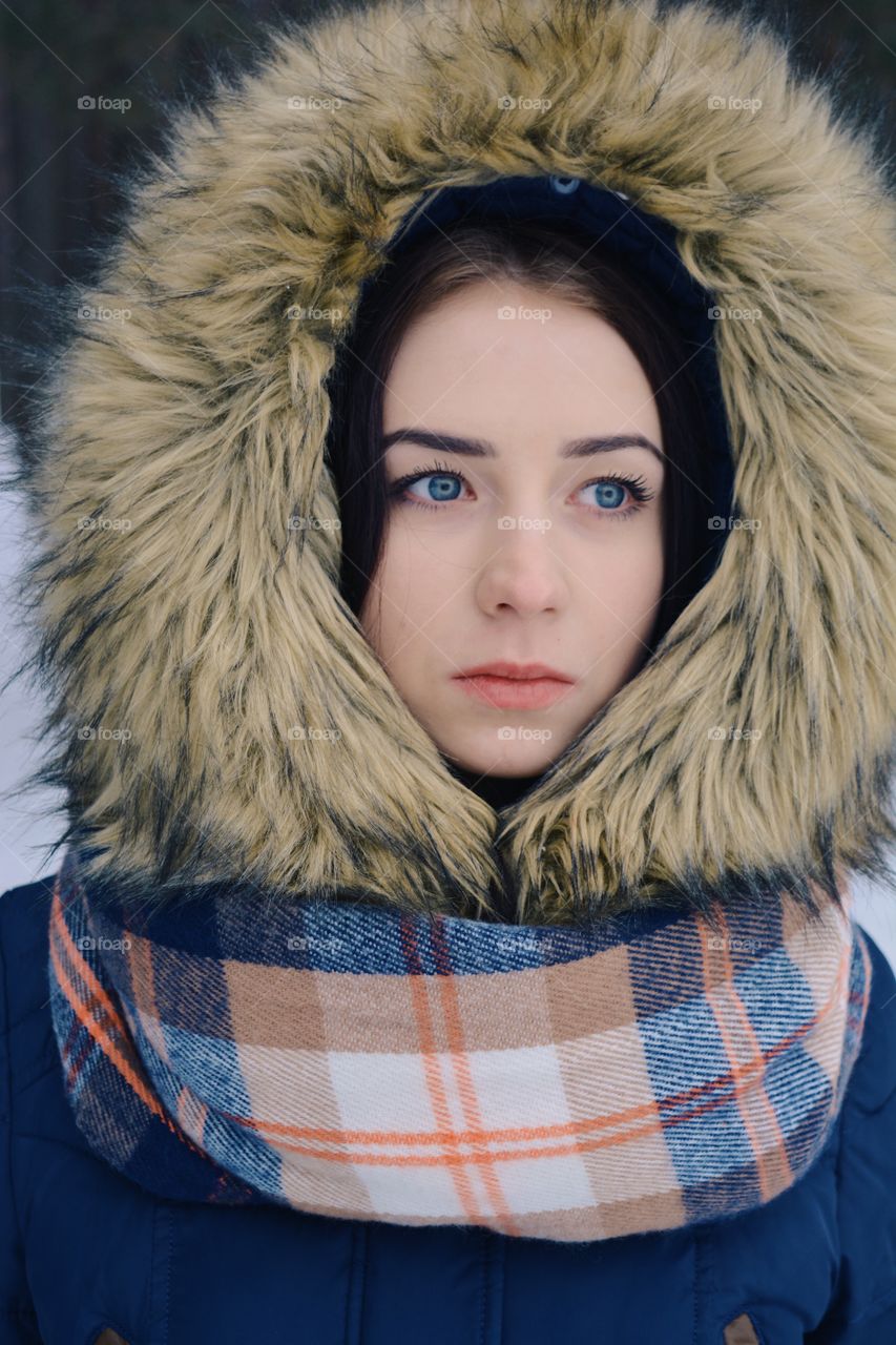 Winter portrait young girl