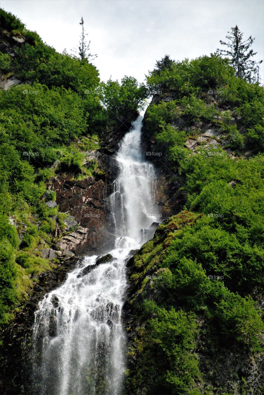 Cascading falls in Thompson Pass Alaska