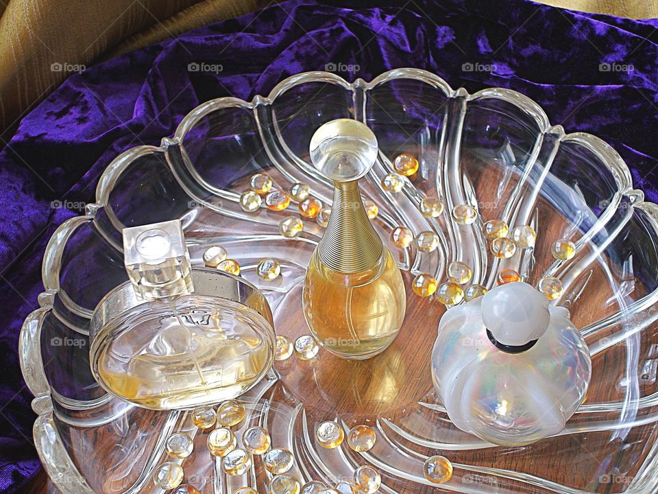 Perfume on a glass bowl