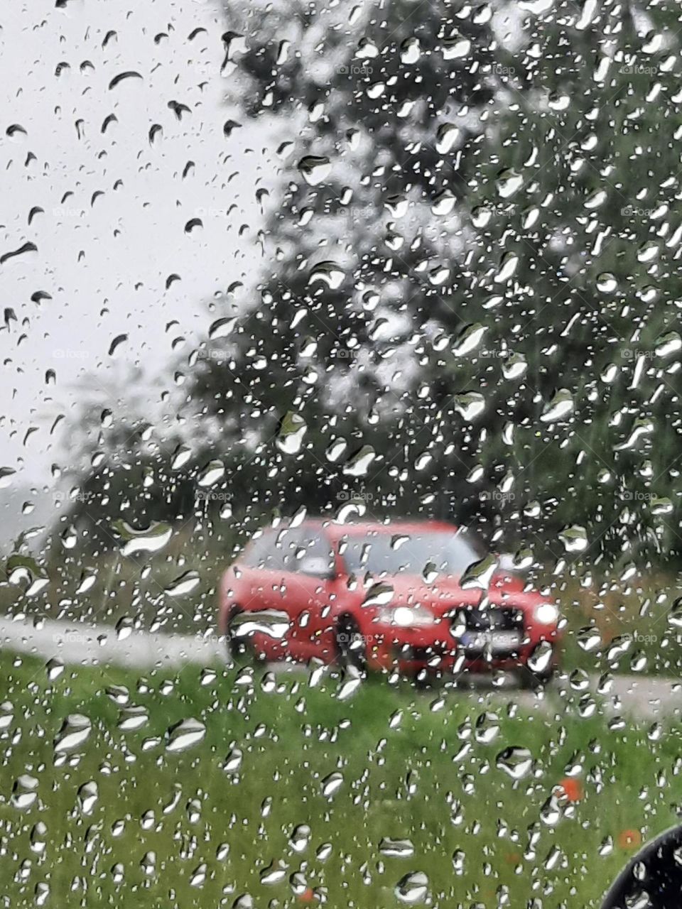 short intensive shower on the road