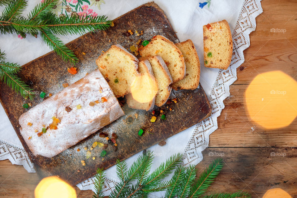 Slice of bread in christmas