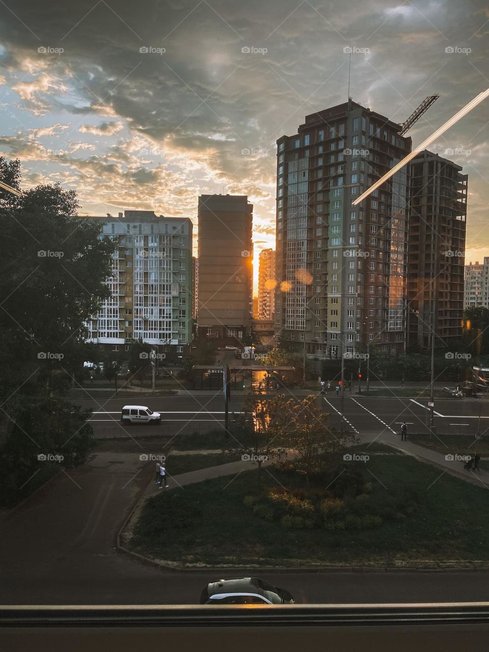 sunset in the city 