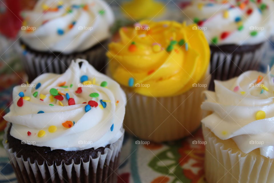Delicious and colorful muffins 