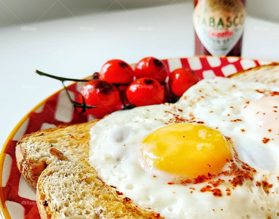 Eggs on Toast with Blistered Cherry Tomatoes