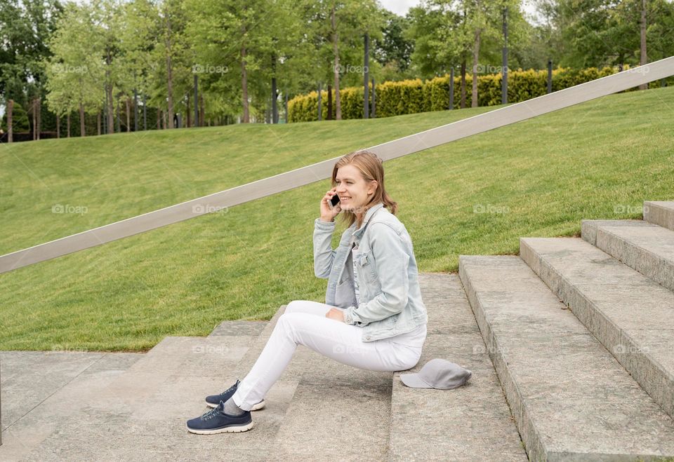 woman using smartphone