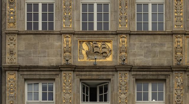 beautiful facade of a tenement house on the market square in Wroclaw