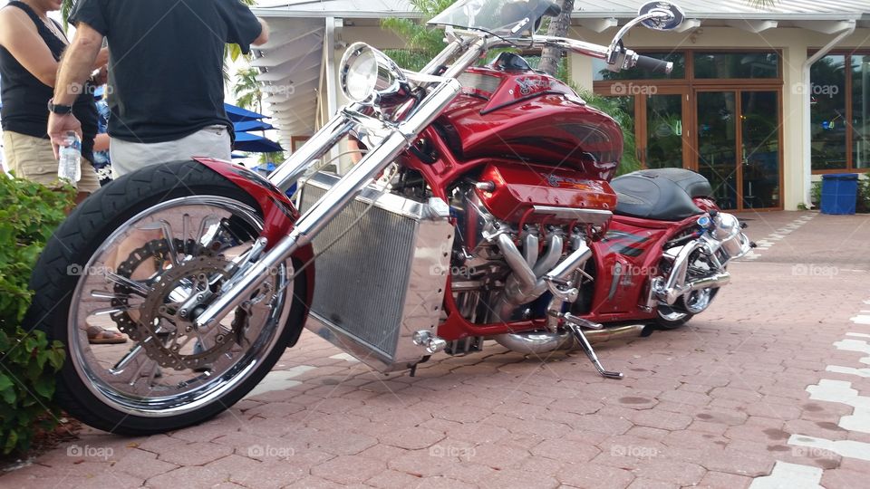 This crazy custom built V8 bike needs a lot of cooling for its 1100 horses.