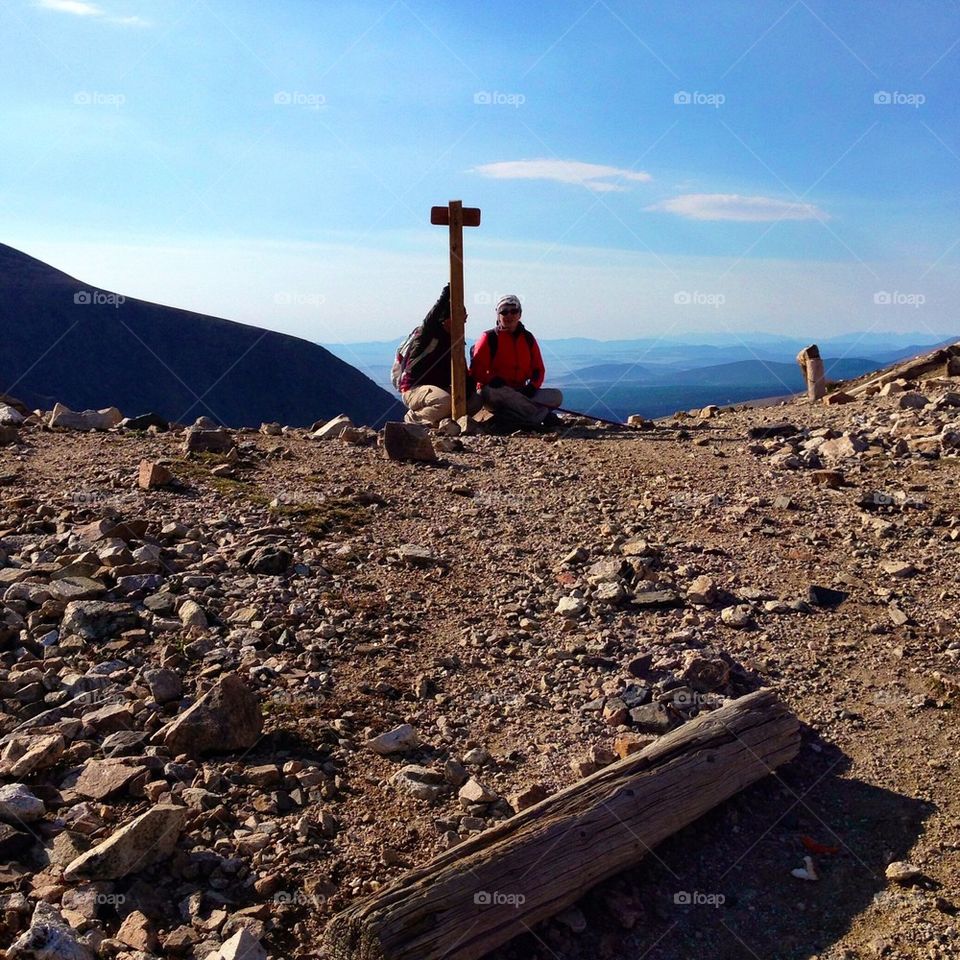 Summit . Atop the summit of Colorado 14er Mt Cameron, elevation 14,238 feet. 