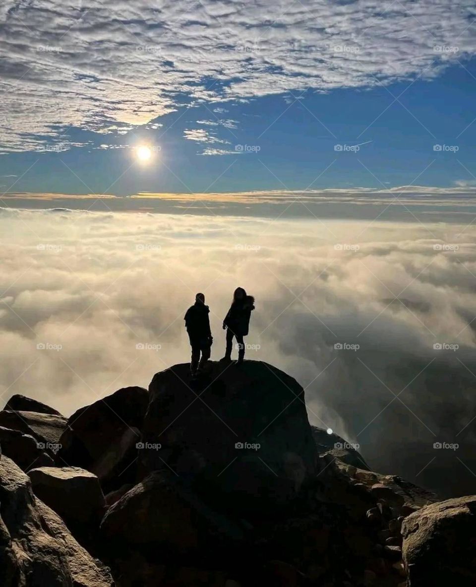 Photography from the top of the mountains with a view of the clouds