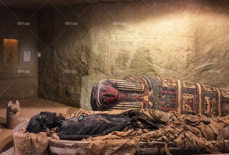 Mummy at museum exhibit