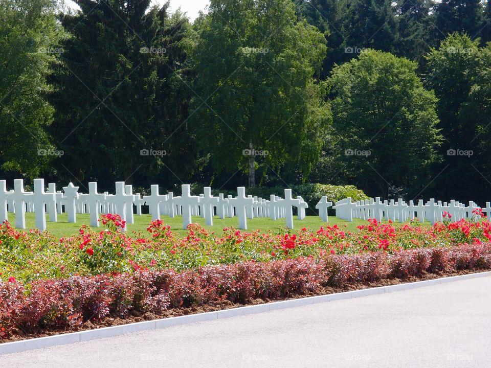 Rows of crosses and an occasional Star of David where countless numbers of Americans who fell during World War II are buried at the American National Cemetery and Memorial in Hamm outside of Luxembourg City. 