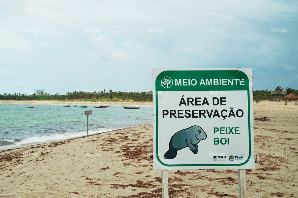 Protect nature - message in the beach in Brazil - Piauí