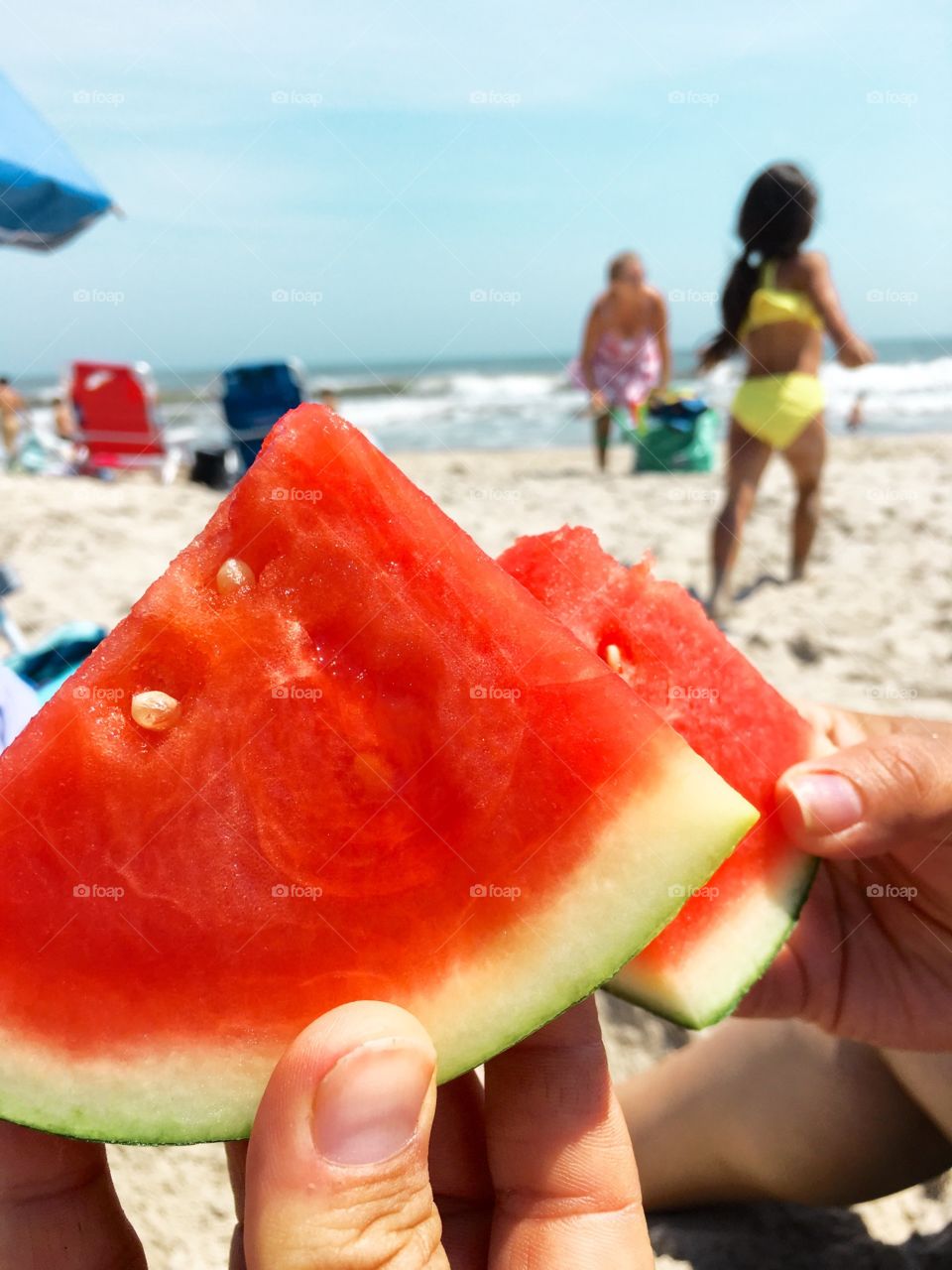 Summer, Tropical, Woman, Beach, Watermelon