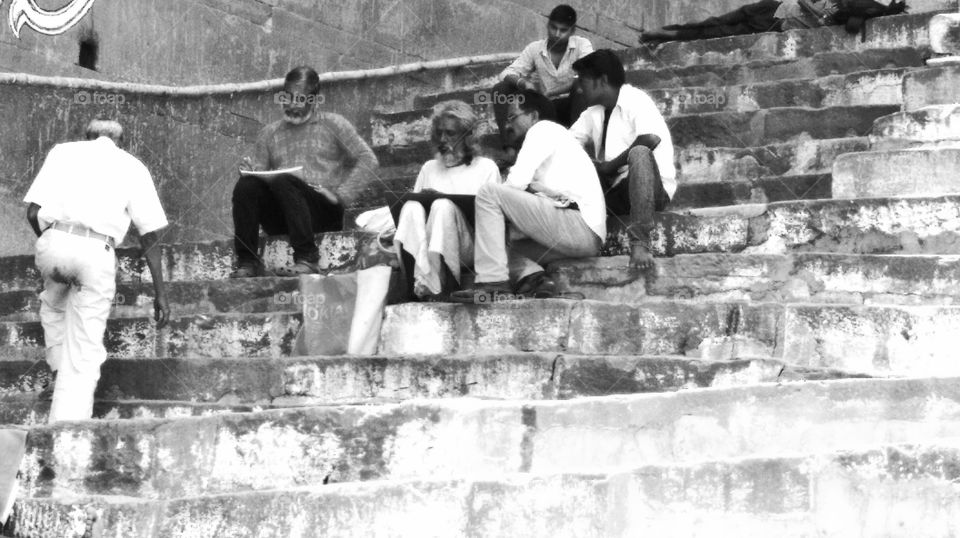 Old school artists on the Ganga wrapping up some impressions of the region on paper...wicked fellas