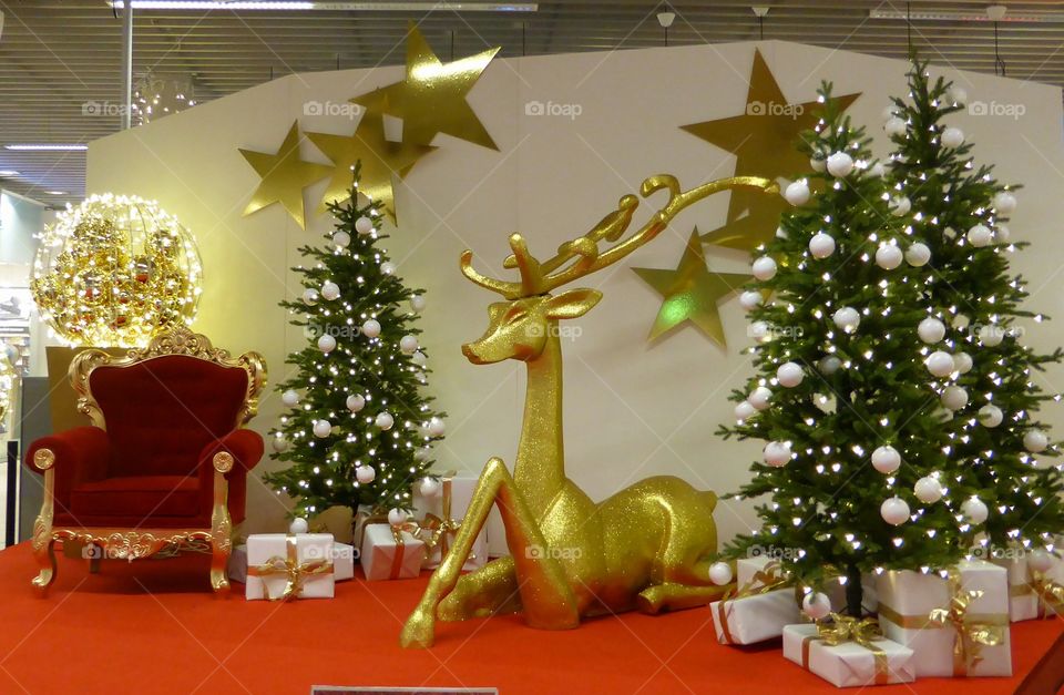 Santas chair in shopping mall