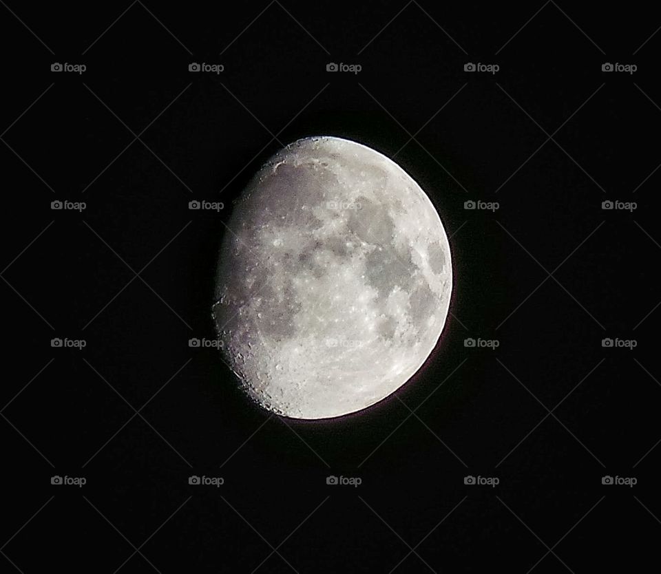 October moon. moon in front yard