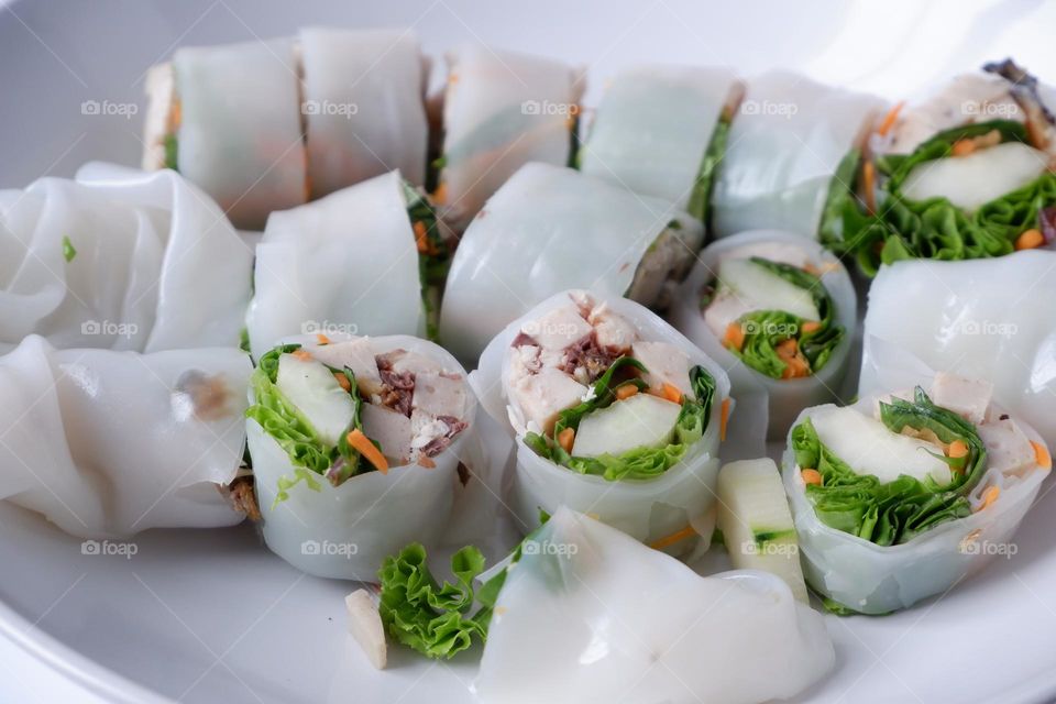 fresh noodle spring roll Thai food,Cold Rolls,Veggie Spring Roll