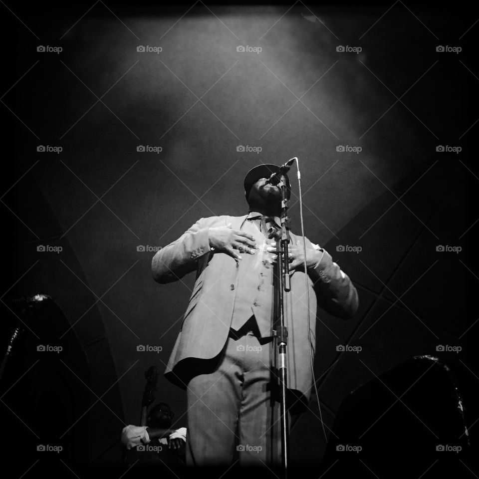 The Grammy Best Jazz Vocal Album winner 2014 and 2017 Gregory Porter on stage during show in Sao Paulo, Brazil. 