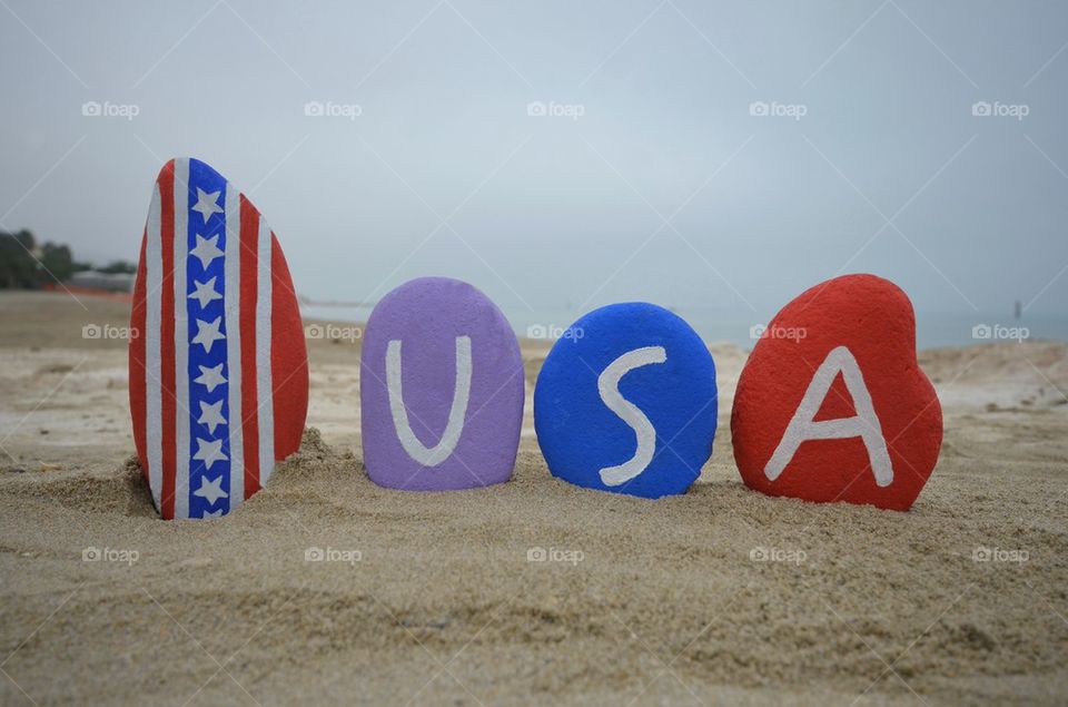 Conceptual stones composition of the Usa flag