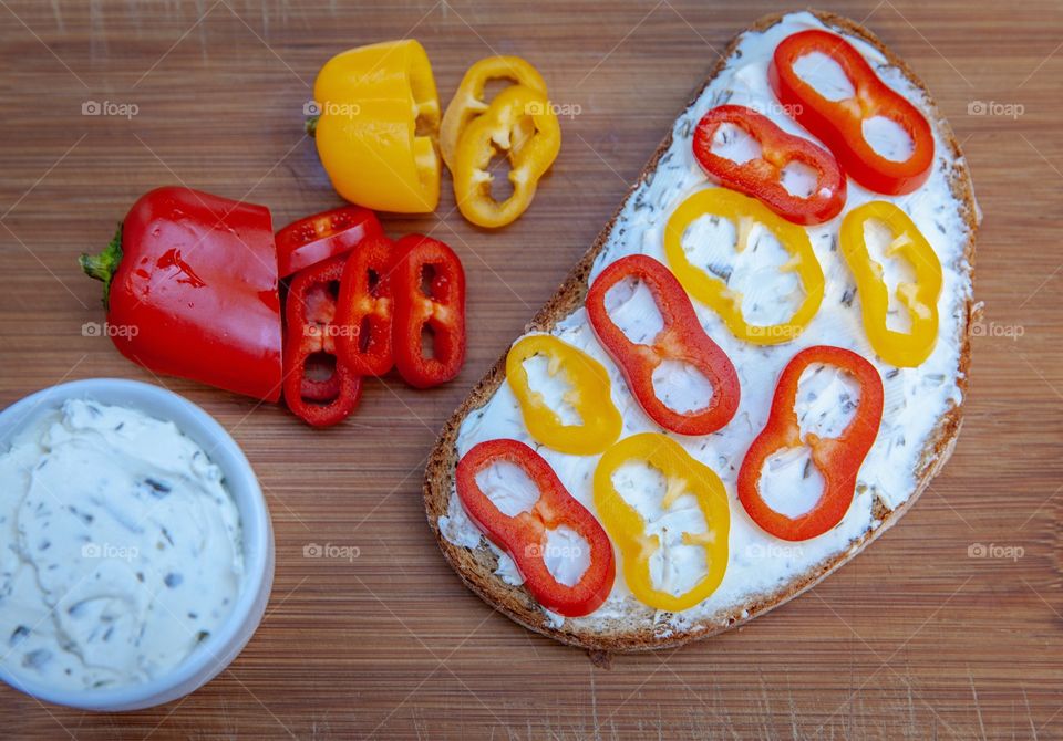 Sandwich with colorful peppers 
