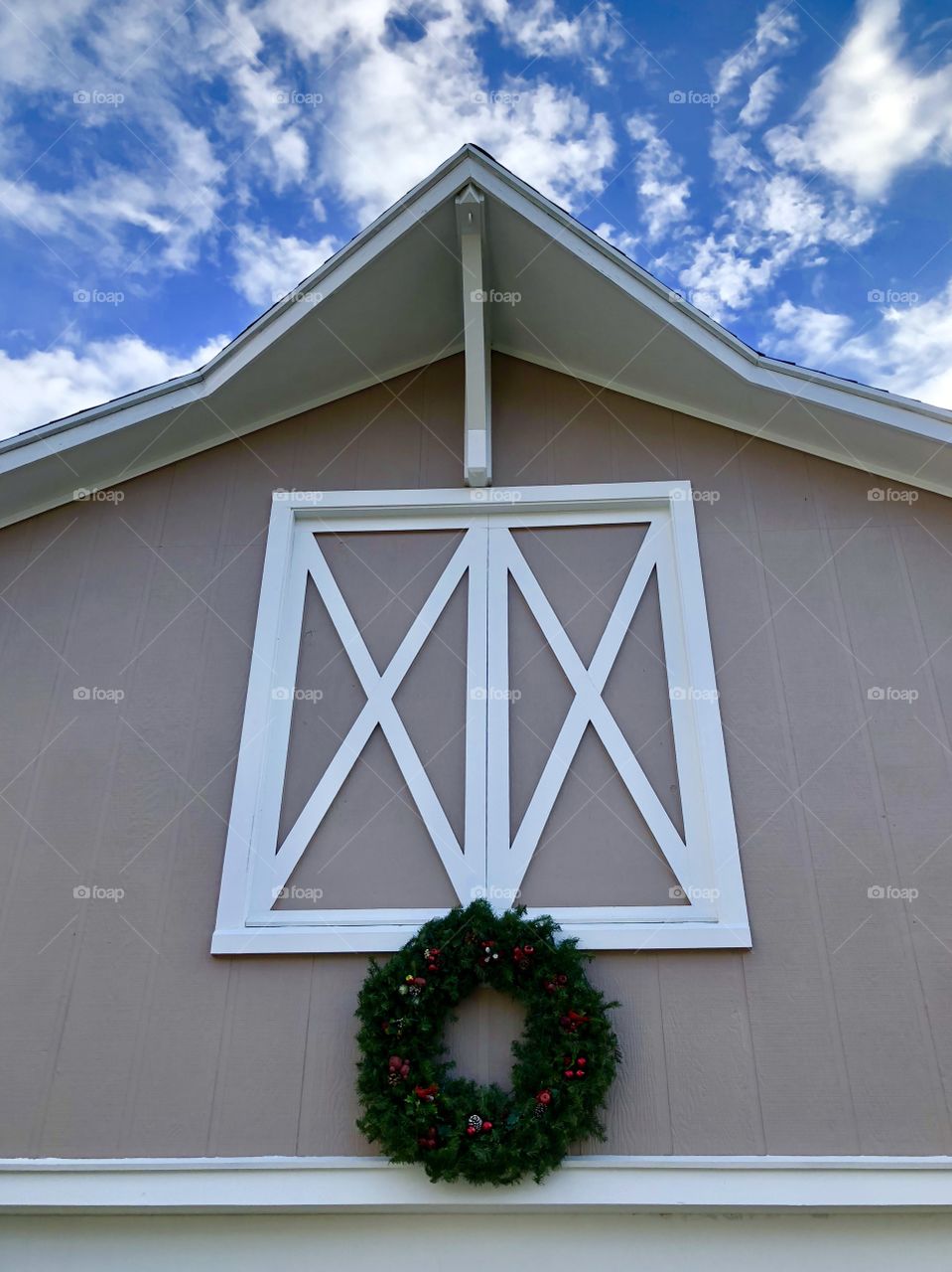 Blue sky over a barn
