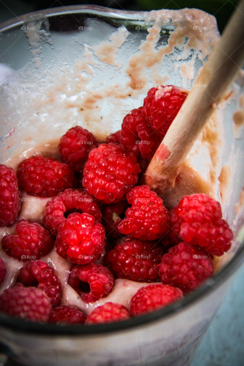 Raspberries in glass