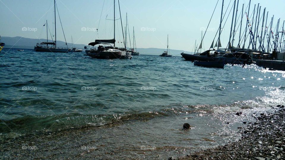Boats on the sea, Bol island Brac Croatia