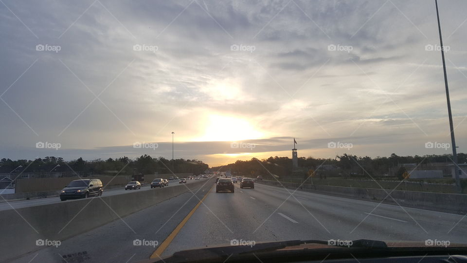 sunset on highway florida