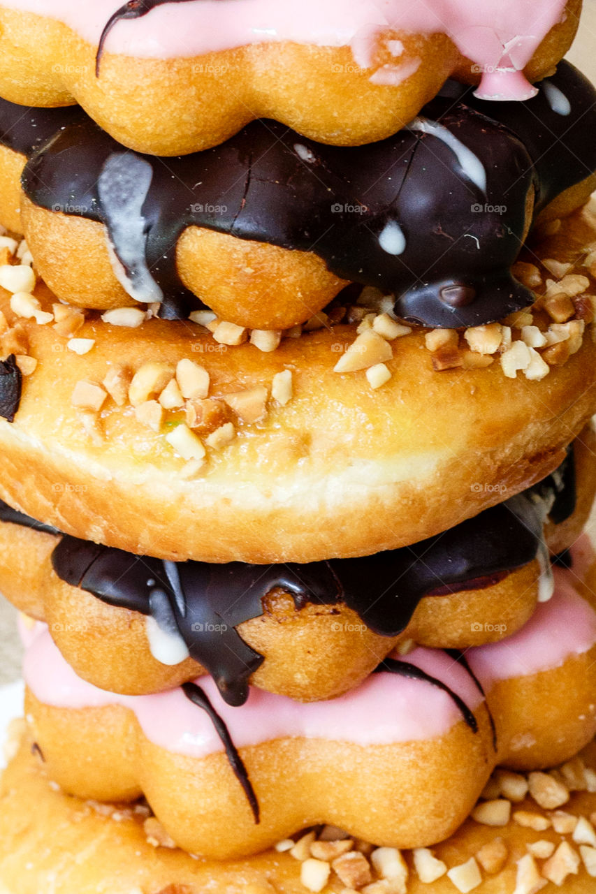 Glazed donuts close up