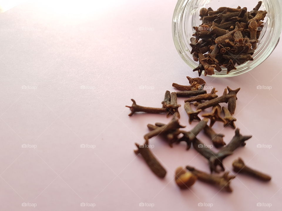 Spices scattered on the table