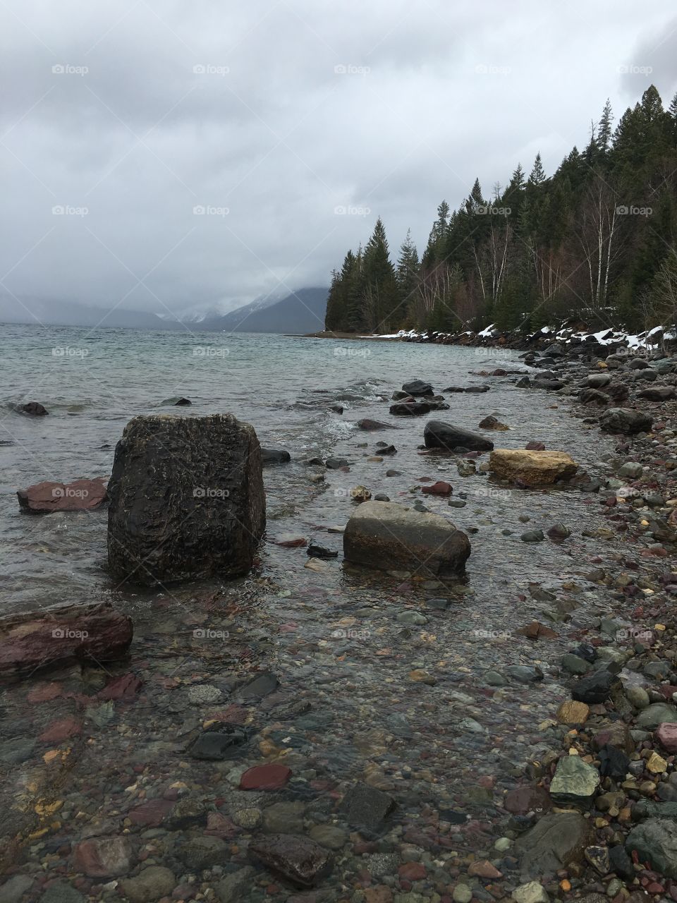 Rocks along Lake McDonald.