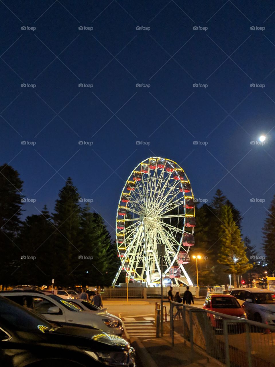 Ferris wheel under the night sky