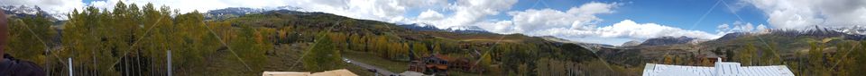 panoramic shot of telluride from mountain village rooftop
