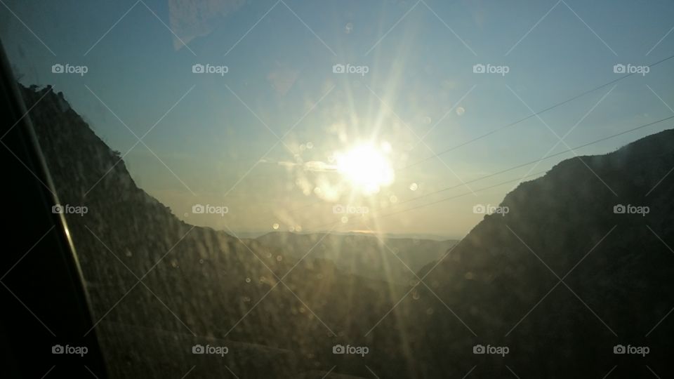 Landscape, Sky, Sun, Mountain, Fog