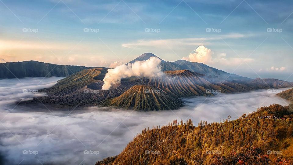 View of Mount Bromo in The Morning of Sunrise in Pasuruan of East Java Province, Indonesia