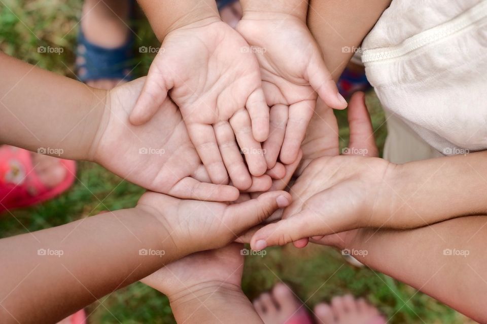 Children's open hands with palms facing up