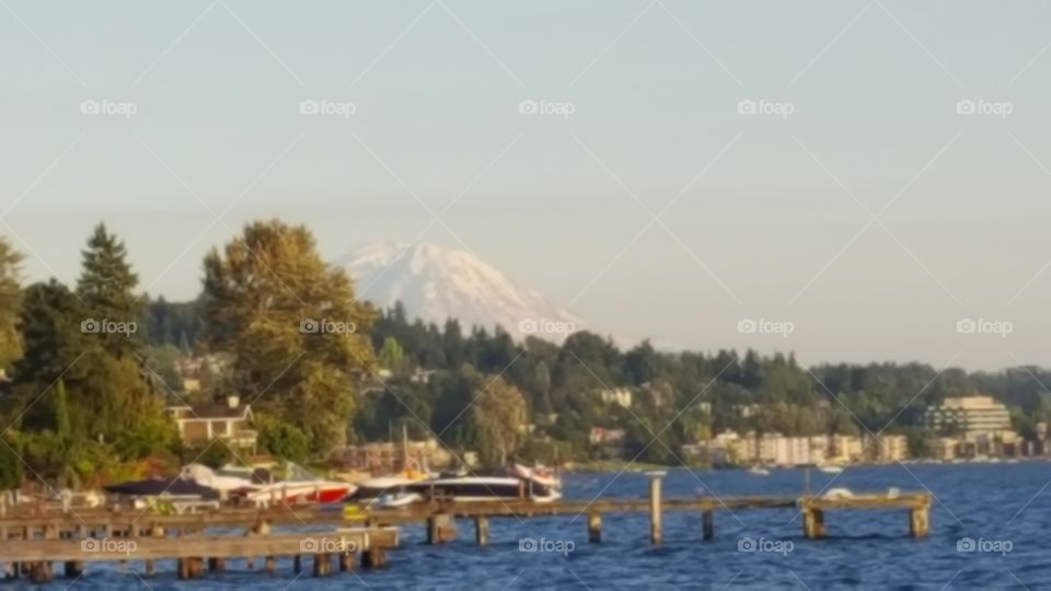 Mount Rainier and Lake Washington