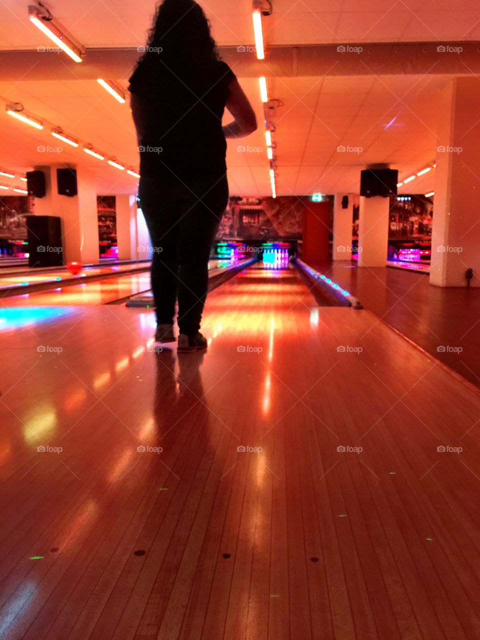 Bowling . Playing bowling! 