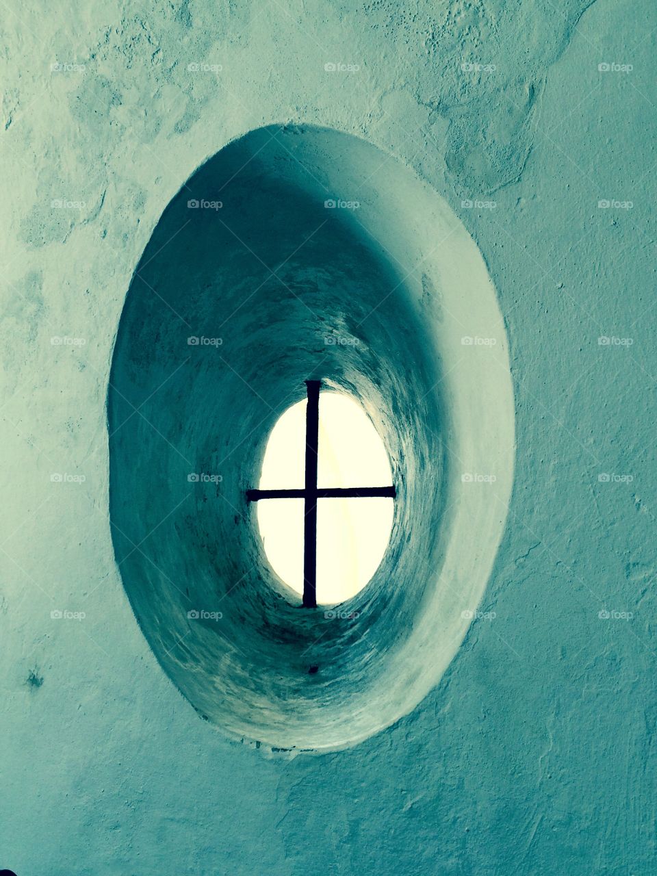 Portal. A window at the chapel in El Morro fort in Old San Juan.